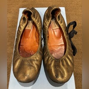 Lanvin bronze leather ballet flat 38